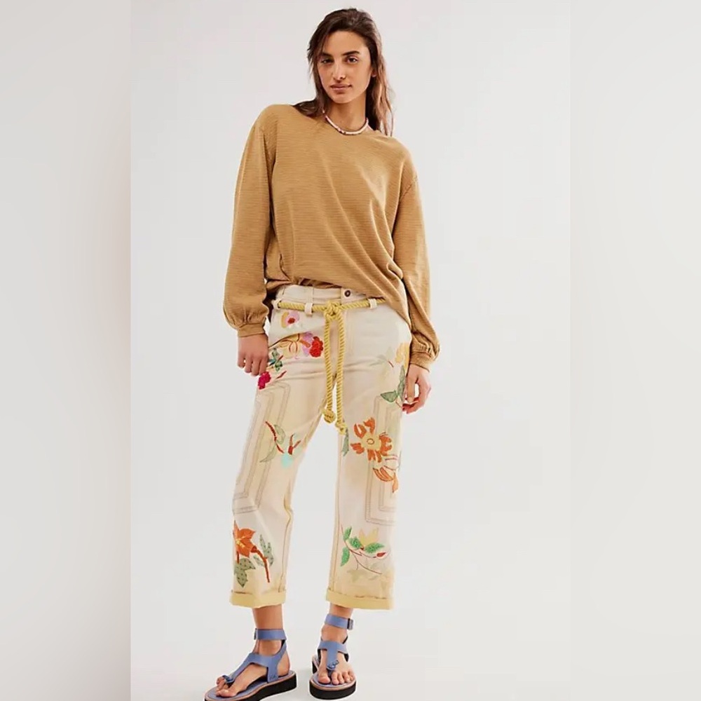 NWT Free People We The Free Electric Sands Embroidered Pants (oversized)